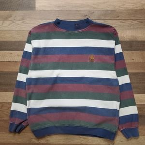 Vintage 90s Structure Jewel Tone Striped Crewneck Sweater